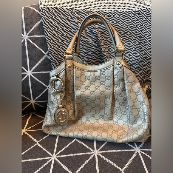 Gucci Handbags - Gucci Guccissima Sukey Champagne Leather Tote Bag with Embossed GGs